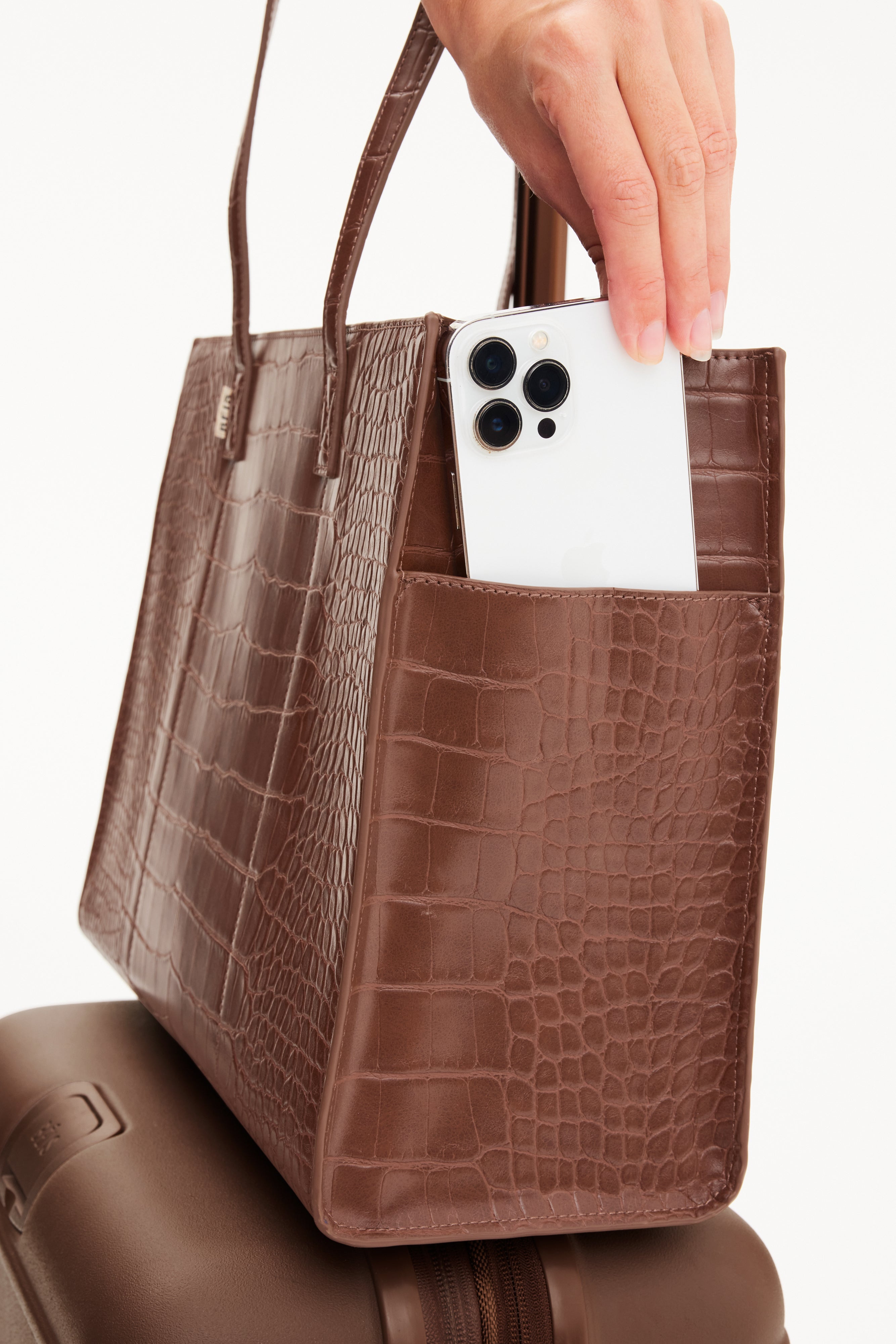 The Work Tote in Maple Croc
